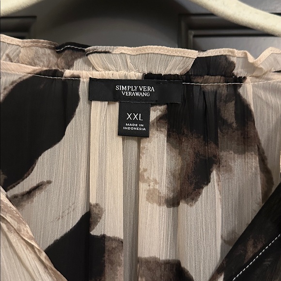 Simply Vera Vera Wang Flowy Floral 3/4 Sleeve Dress Black and Cream Size XXL NWT - Picture 6 of 13